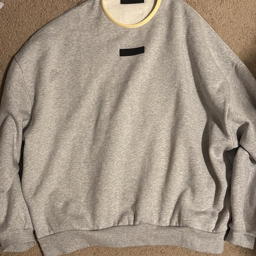 Essentials Gray Crewneck Sweater Soft Knit Casual